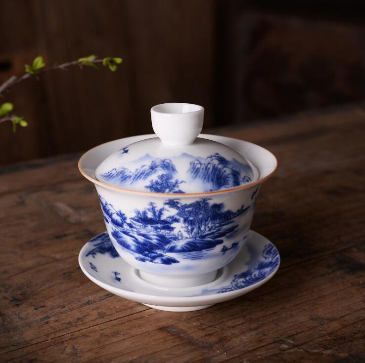 180ml kreativitet teservis gaiwan keramiska teserviser kung fu teceremoni skål teset tillbehör dekoration tillbehör hantverk: Mönster 1
