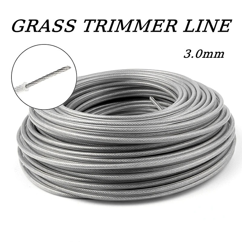 LUSQI Steel Core Trimmer Line Heavy Duty Nylon Grass Cutting Rope 5M 10M 15M Brushcutter Strimmer Line Lawn Mower Replacement
