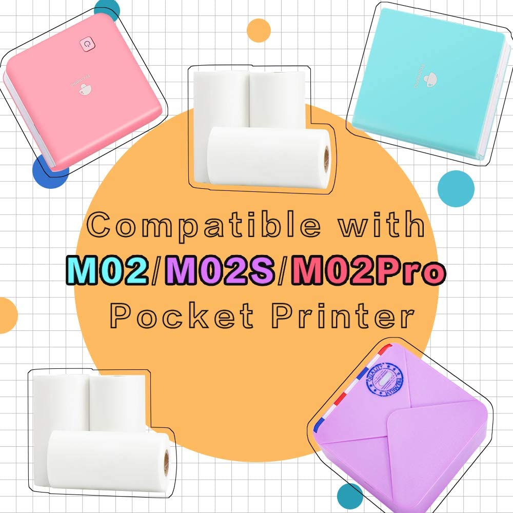 Phomemo Bunte Thermische Aufkleber Papier 50mm Für Phomemo M02/M02 Profi/M02S Mini Drucker Foto Selbst-klebstoff Papier Rolle