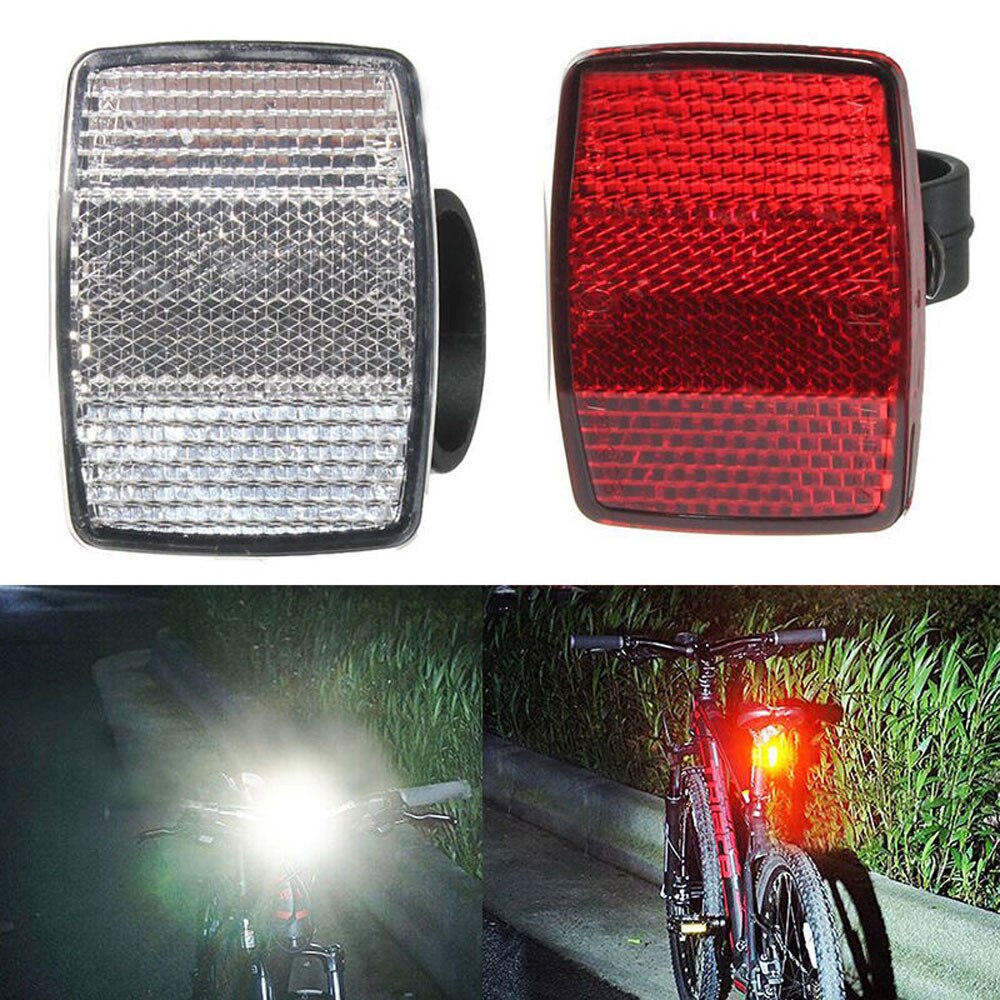 1 unidad de luces de bicicleta para exteriores, soporte de manillar, Reflector seguro para bicicleta, luz delantera trasera de bicicleta, rojo/blanco, accesorios de bicicleta #30