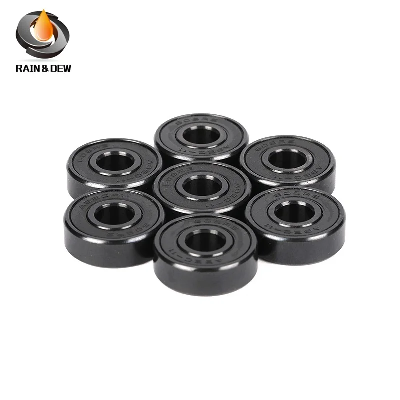 8Pcs 608RS ABEC-11 608 Roller Skate Scooter 8X22X7mm Skateboard 608-Zwart Lagers Hoge Prestaties