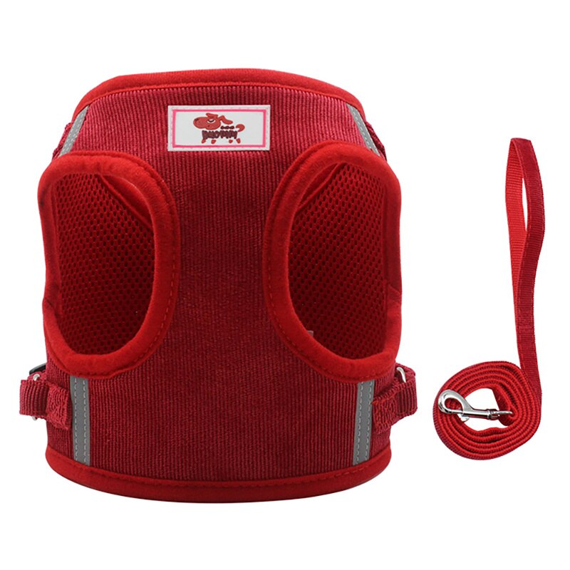 Pet Reflective Dog Harness Adjustable Cat Dog Collar Small Medium Large Dog Leash Vest Safety Vehicular Lead Walking Running: Red Harness / S