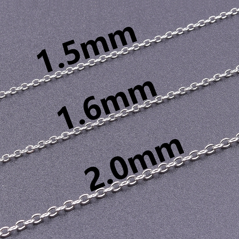 10pcs/Lot Stainless Steel 45cm Adjustable Chain Necklace For Women Men Chains DIY Components 1.2/1.5/1.6/2/2.2/2.5/3mm