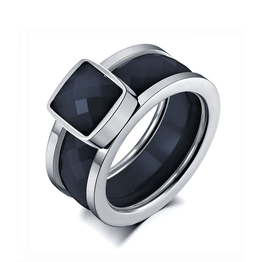 Lokaer modisch Titan Edelstahl Weiß/Schwarz schneiden Keramik Ringe Für Frauen Mädchen Elegante Charme Hochzeit Ring Schmuck R19134