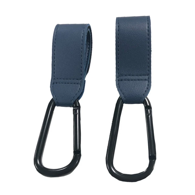 1/2 stücke Hochwertige Häkeln Kinderwagen Zubehör PU Leder Baby Tasche Kinderwagen Haken Kinderwagen Warenkorb Organizer 360 Grad Drehbare haken: Silber