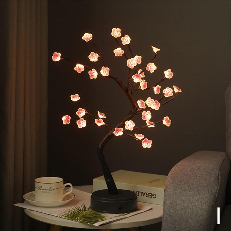 LED Tisch Lampe Baum Usb Blume Neue Jahr der Dekor 2022 Zimmer Ornament Grinc Weihnachten Dekoration Lichter Innen Schlafzimmer: Pflaume Bossom 36LED