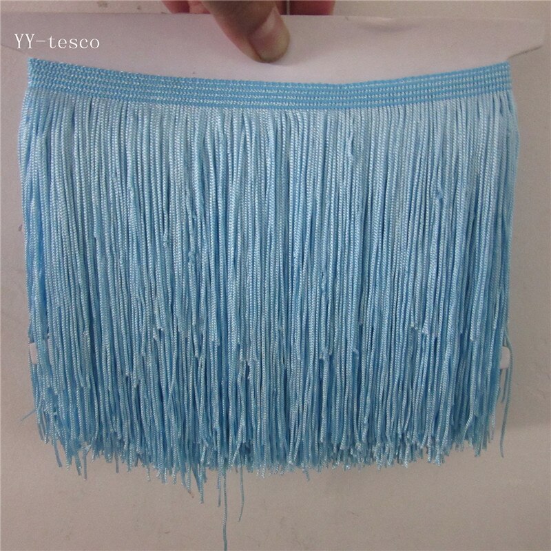 1Yard 15cm Wide Pink Lace Fringe Trim Tassel Fringe Trimming For Latin Dress Stage Clothes Accessories Lace Ribbon Tassel: Light blue