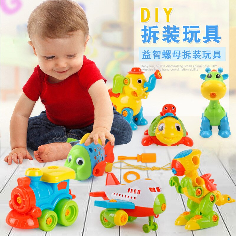 Early Learning Education DIY Screw Assembly Engineering Vehicle Detachable Assembly Dinosaur Practical Ability Educational Toys