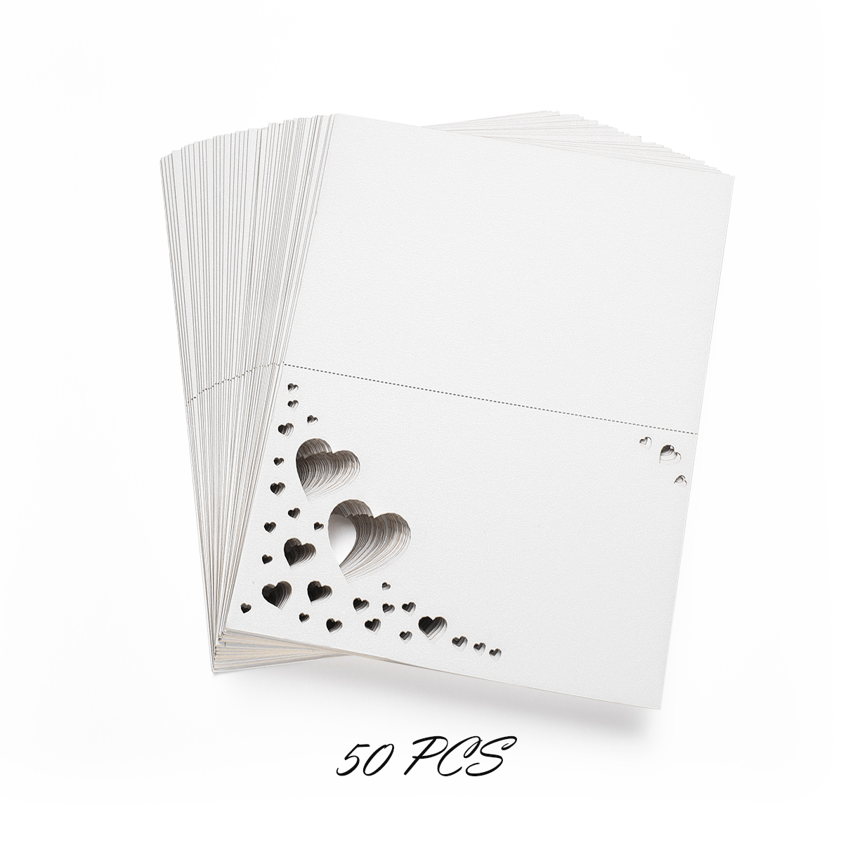 50PCS Paper White Table Card Heart Hollowed Table Namecard Table Cards Place Cards Wedding Guests Banquet Party Favors