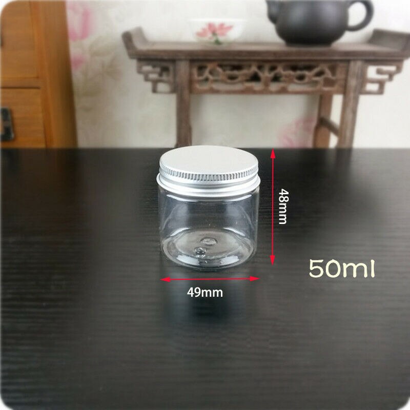 10 Pcs 20 Ml/30 Ml/50 Ml/100 Ml/120 Ml Aluminium Cap Voedsel Opslag tin Pot Cosmetische Lippenbalsem Jar Olie Wax Lege Fles Sample Containers: 50ml