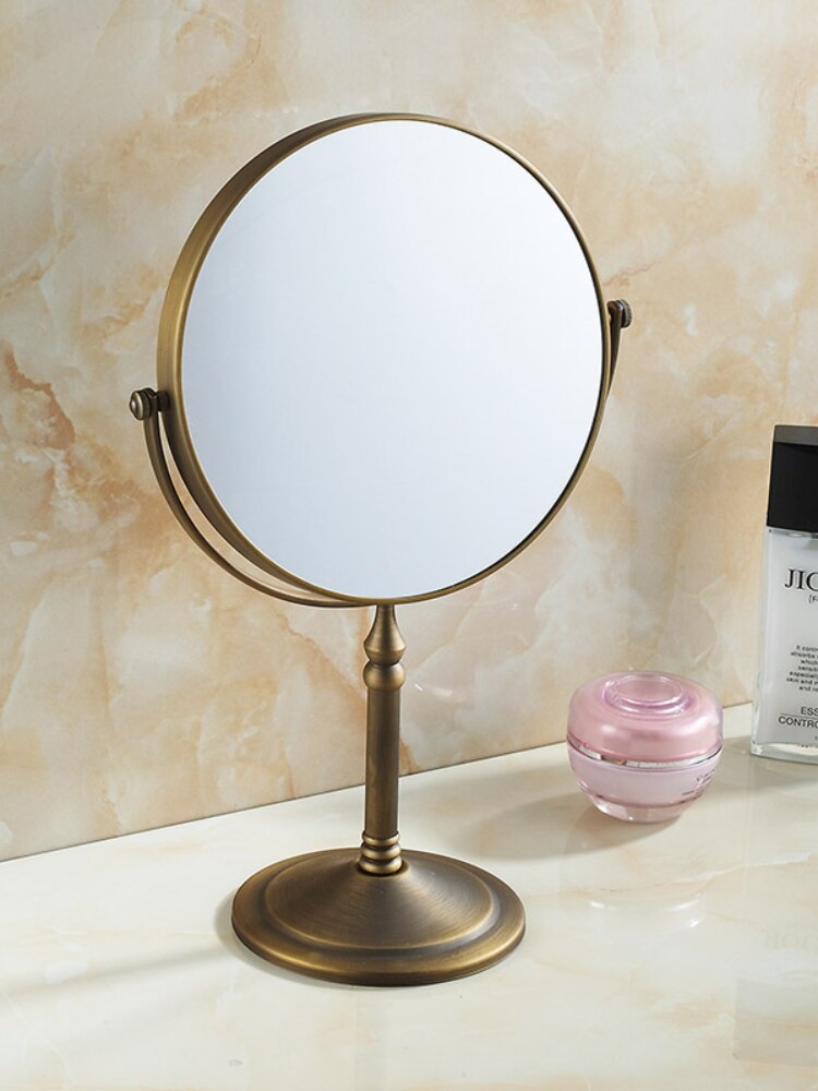 Double Sided 1X/3X Bathroom Magnifying Makeup Mirror Retractable Folding Arm Wall Mounted Dresser Round Mirror Rustic Brass: B  ( 1X - 5X )