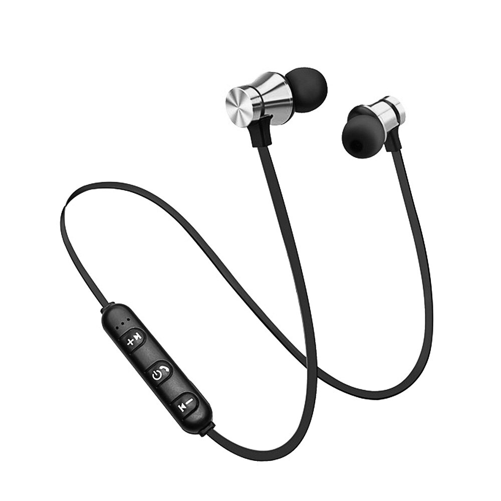 Bluetooth ecouteur Sport mains libres ecouteurs sans fil ecouteurs magnétique casque avec Microphone pour iPhones Xiaomi Android LG: Silver