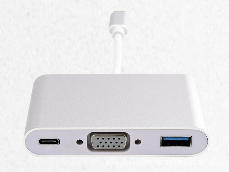 USB C Hub HDMI VGA Adapter - Thunderbolt 3, USB 3.1 Type-C to HDMI 4K, RJ45, PD, USB Ports for MacBook, Chromebook, Samsung: VGA-PD-USB Silver