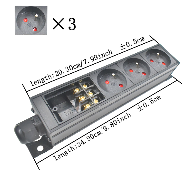 PDU power strip network cabinet rack wall desktop table bottom 1-11AC French socket with junction box No extension cable: Type 16
