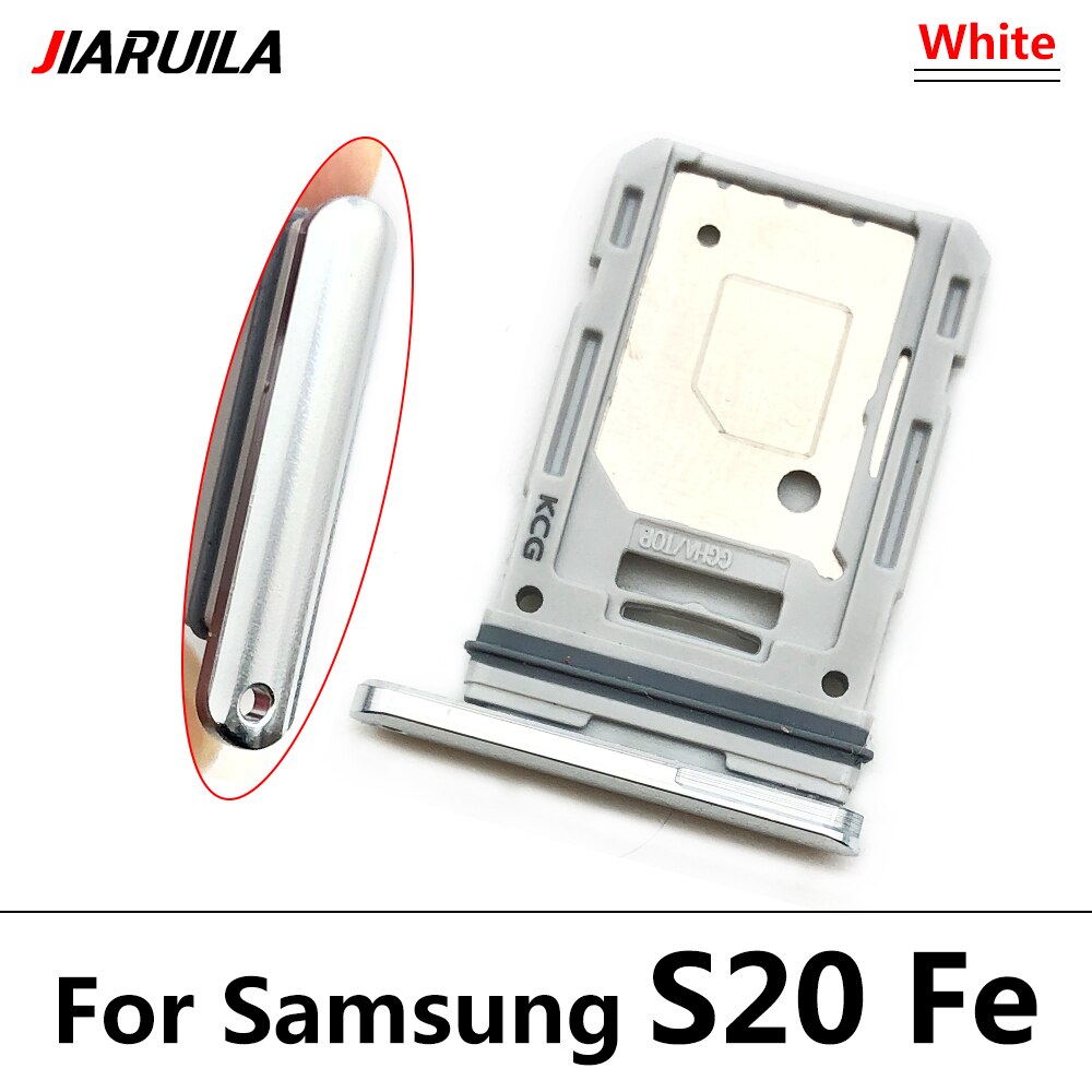 10 Pcs For Samsung S20 Fe S21 Sim Tray SIM Card Slot SD Card Tray Holder Adapter With Pin Smartphone Replacement Parts: S20 Fe White