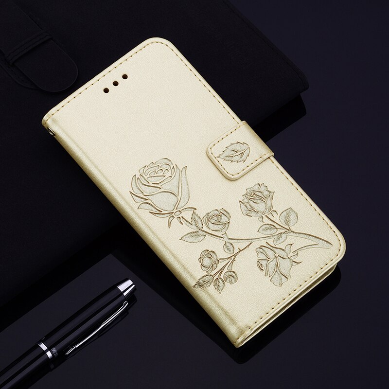 Funda de cuero para Samsung Galaxy A51, funda con tapa magnética de flor 3D para Samsung A51, fundas para teléfono Galaxy A 51, A515F, Etui: Dorado