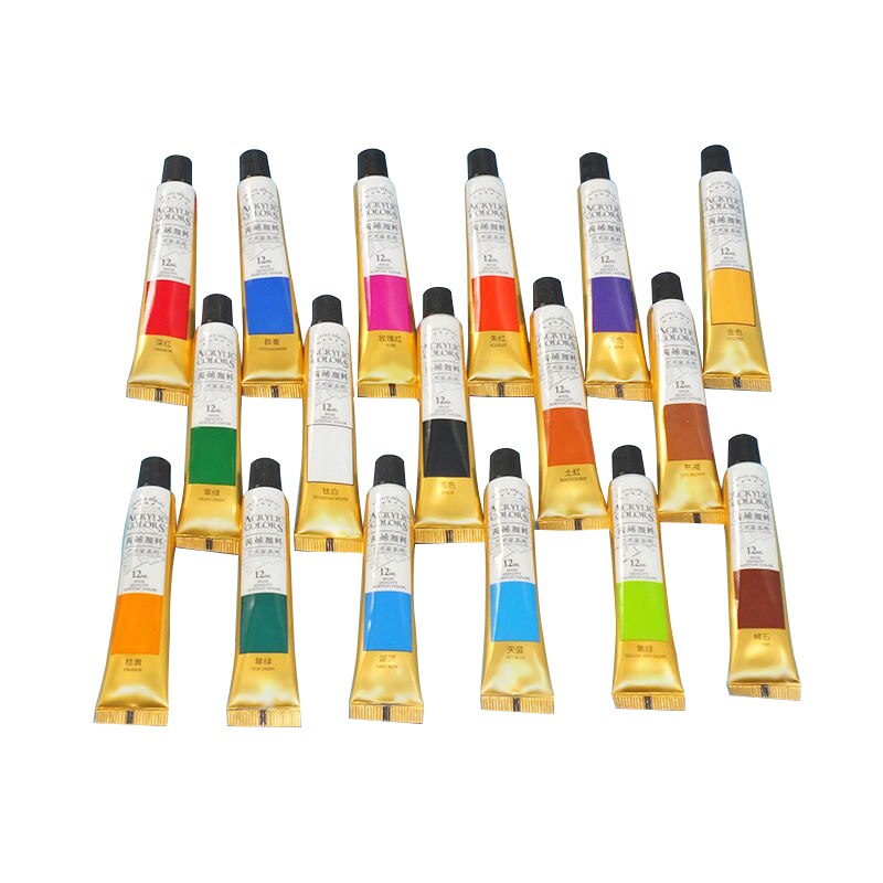 Acrylic Paint Set 12/18/24 Colors 12ml Tubes Drawing Painting Pigment Used in Arts and Crafts