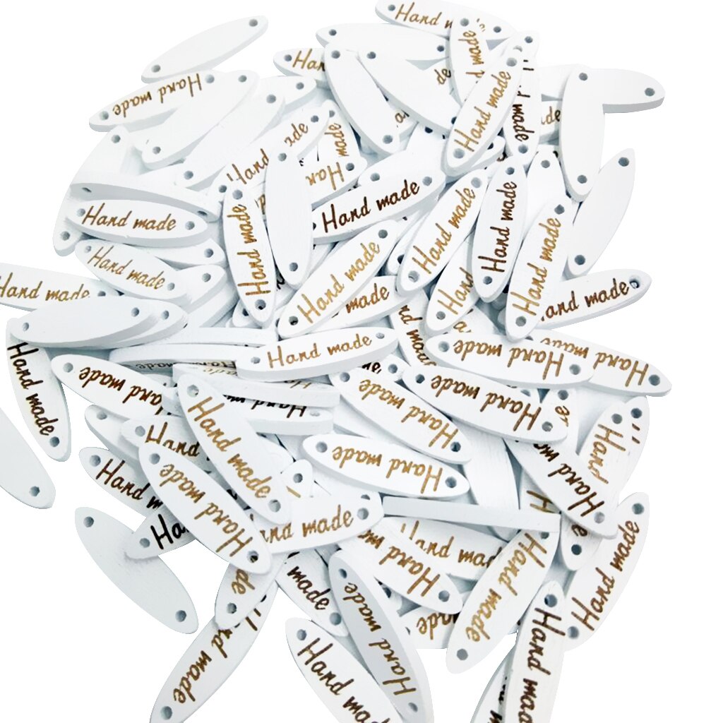 100 stuks label "handgemaakt" label genaaide labels handgenaaide knoop houten knopen