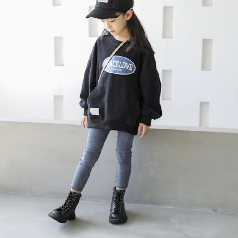 Crianças martin botas estilo britânico botas 2022 outono botas curtas coreano fundo grosso meninos meninas sólido botas pretas moda 26-35