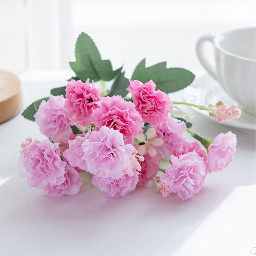 15 cabezas, flores artificiales, Clavel pequeño para Navidad, corona de costura para el hogar, artesanía, decoración de arco de boda, flor artificial: Rosa
