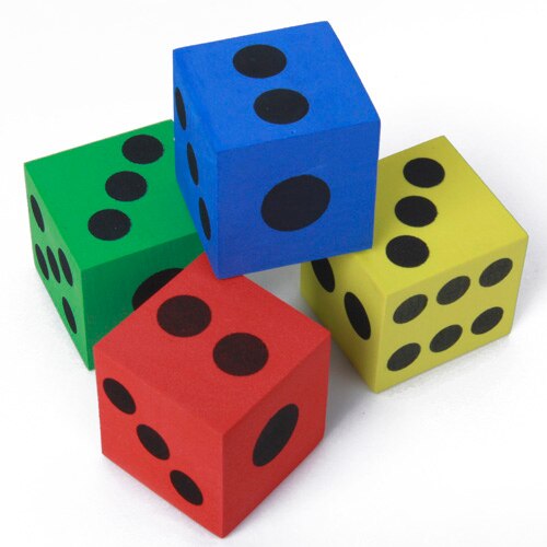12pcs 1.5 pollici Schiuma Dadi di Apprendimento di Matematica Sussidi Didattici Giocattolo Cubetti di 4 Colori con Pips 1-6