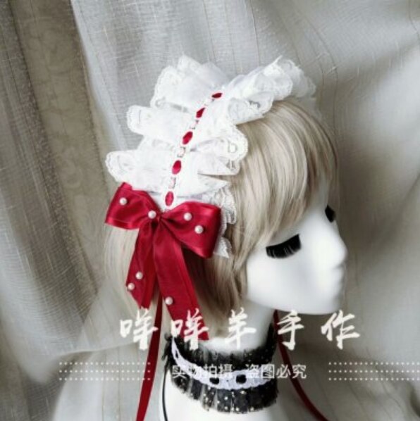 Lolita gótico encaje accesorios para el cabello lazo tocado Lolita gótico banda kc negro Lolita accesorios tocado pinza de pelo Hada