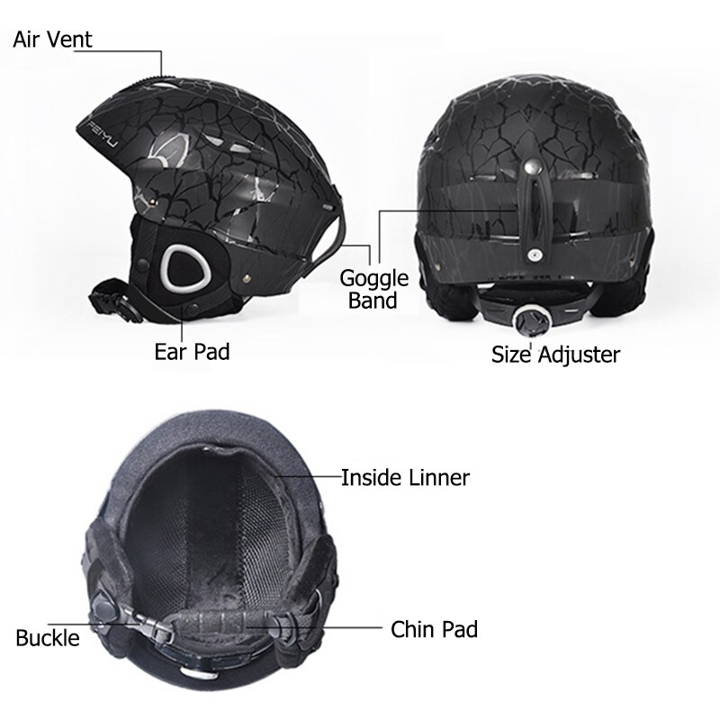 Outdoor veiligheidsskihelm voor volwassenen, integraal gevormde skihelm voor snowboard, skateboard, sneeuwskihelm voor motorfietsen