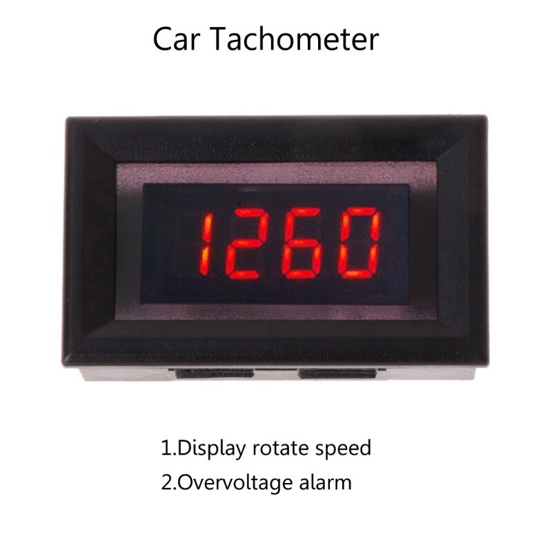 Red LED car motorcycle digital tachometer and engine tachometer tachometer with battery overvoltage alarm