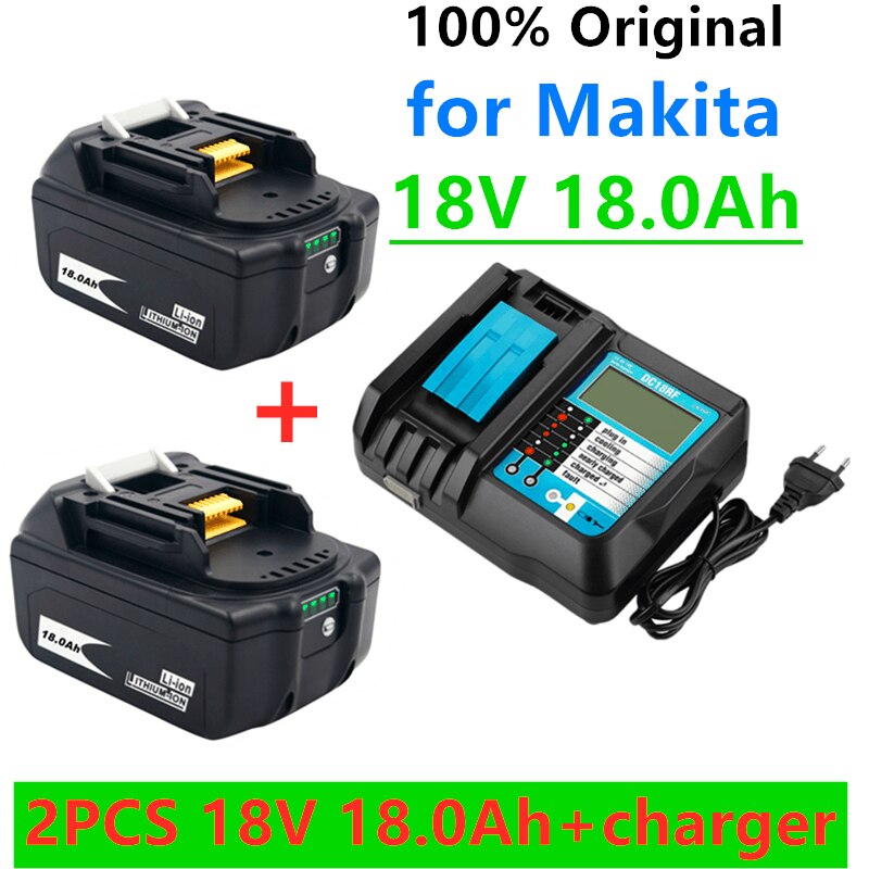 Original 18V 18Ah Battery 18000mah Li-Ion Battery Replacement Power Battery for MAKITA BL1880 BL1860 BL1830battery+4A Charger