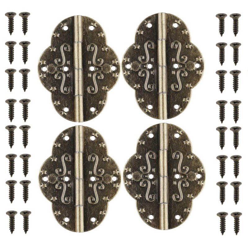 Antique Retro Hinges with Screws for Cabinet Door Cupboard Jewelry Box Wood Box