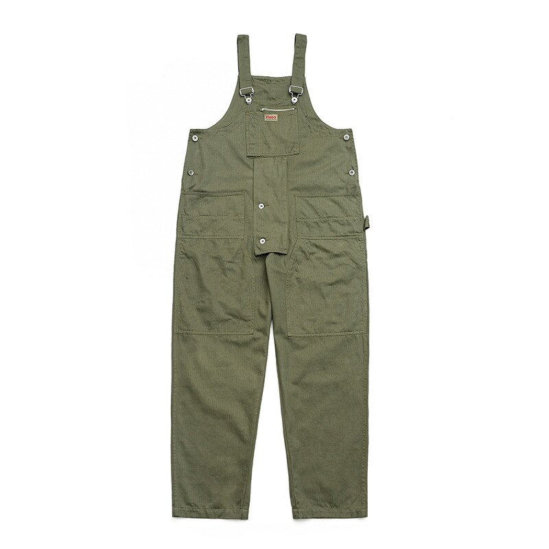 Ensfarvet herre jumpsuit streetwear smækbukser mærke afslappet seler løse bukser cargo overalls herre: M / Grøn