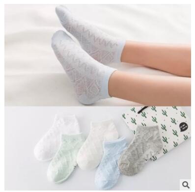 Calcetines de malla fina para niños y niñas, medias de , 5 par/lote, para verano: Gray green 5 pair / 7 to 10 year