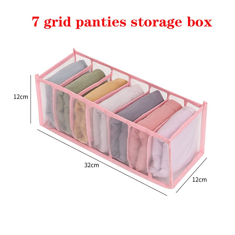 Sous-vêtements boîte de rangement Placard Organisateur Pliable Sous-Vêtements Organisateurs de Stockage de chaussettes Diviseurs Tiroir Organisateur Garde-Robe organisateur: Pink 7 Grid