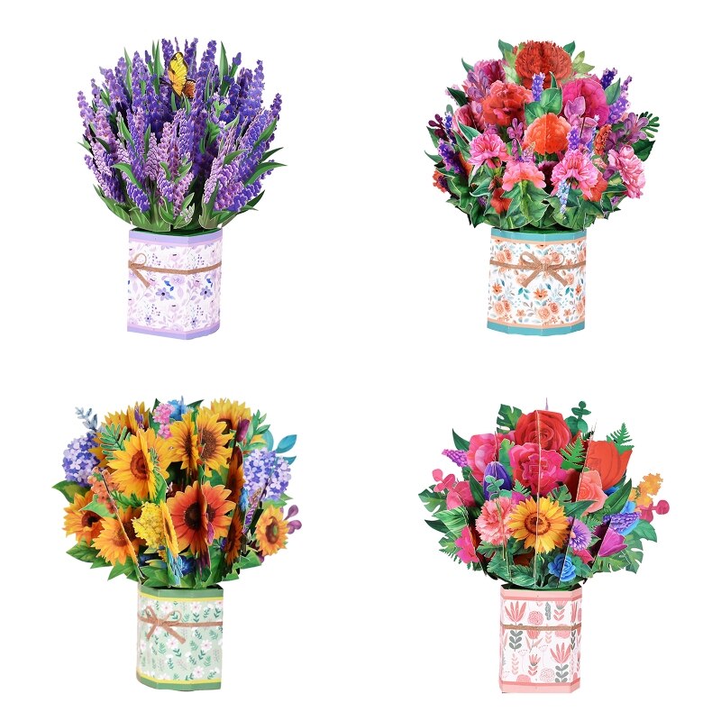 3d pop up mães dia cartões flores floral buquê cartão de saudação para mãe esposa aniversário simpatia obter bem