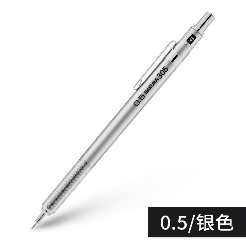 SAKURA-lápiz automático para dibujo de flores de cerezo, 1 unidad, XS-305, 0,3/0,5mm, de plomo continuo: 0.5 silver