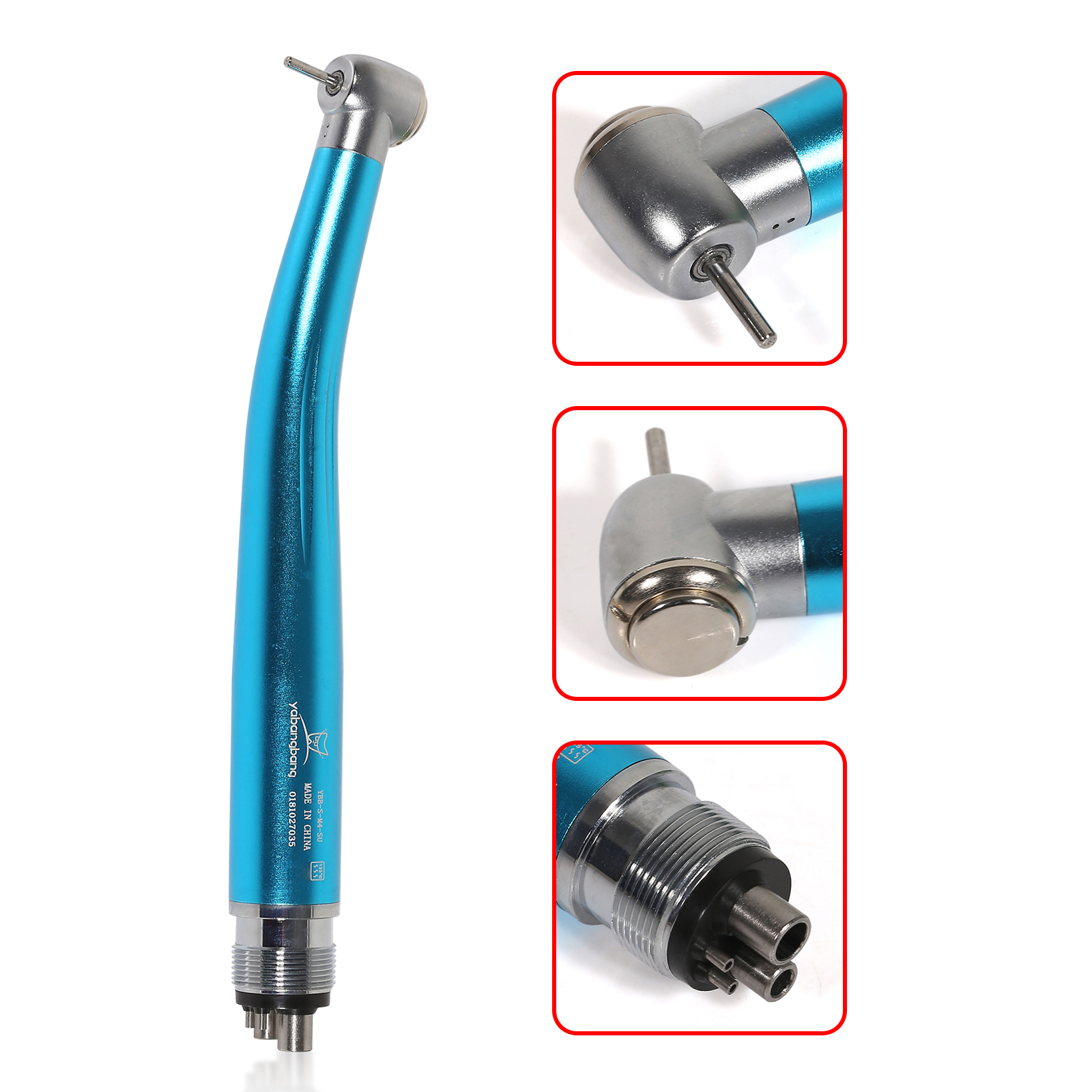 2/4Holes Dental High Speed Handpiece Push Button Standard Head Air Turbine Single Water Spring Rotor/Cartridge: GRAY