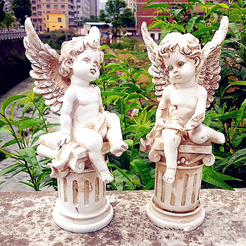 Buste cupidon, Statue d'ange mythologie romaine, décoration pour la maison, artisanat en résine, de la saint-valentin, 2 pièces/ensemble, L1929