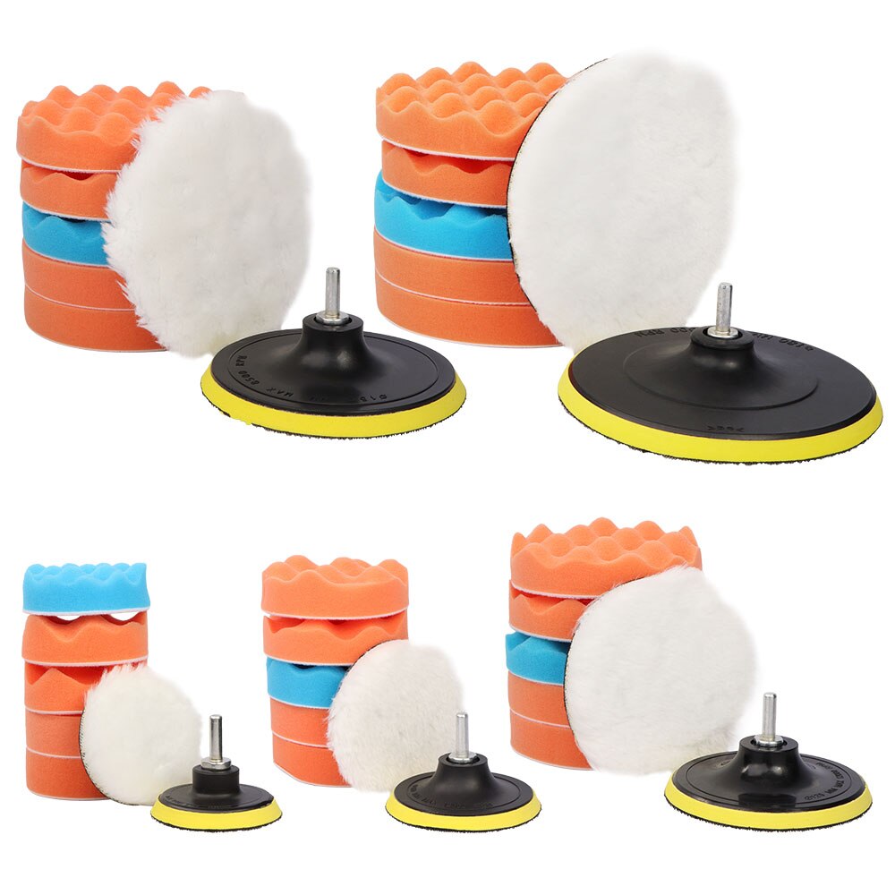 Almohadilla de pulido para coche, almohadilla de esponja de pulido Kit de herramientas de mano, adaptador de taladro de 3, 4, 5, 6 y 7 pulgadas, almohadilla amortiguadora, 8 Uds.