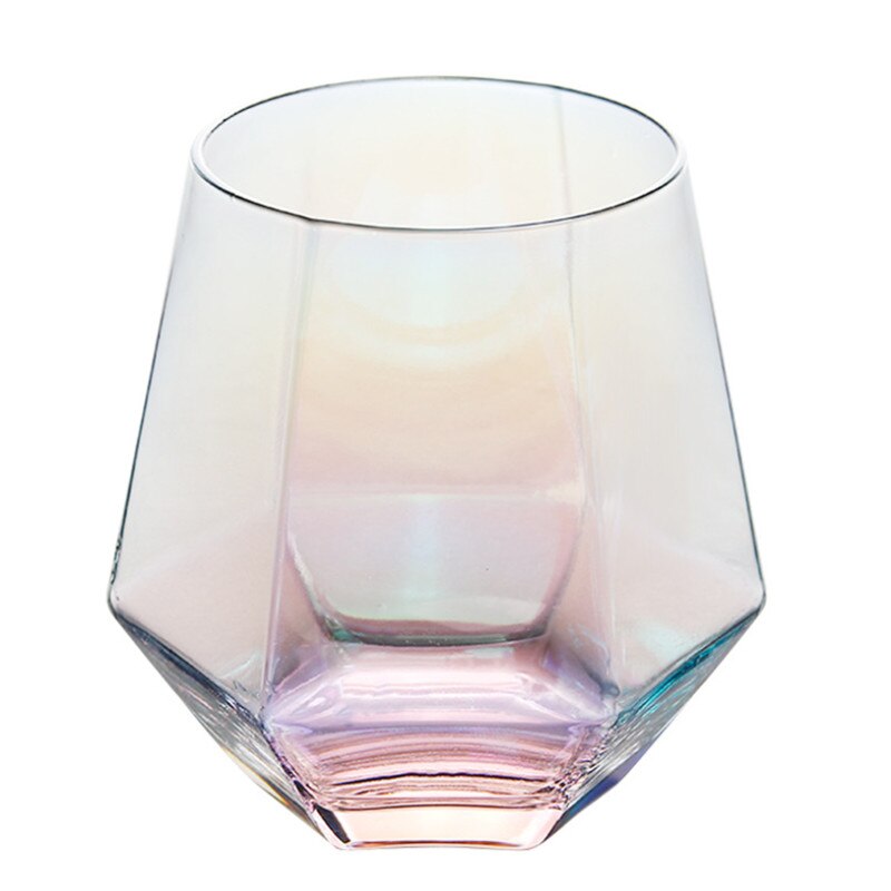Krystallglass kopp gylden kant gjennomsiktig kaffe melk te krus geometrisk whiskyglass hjem bar drinkware par: Fargerik