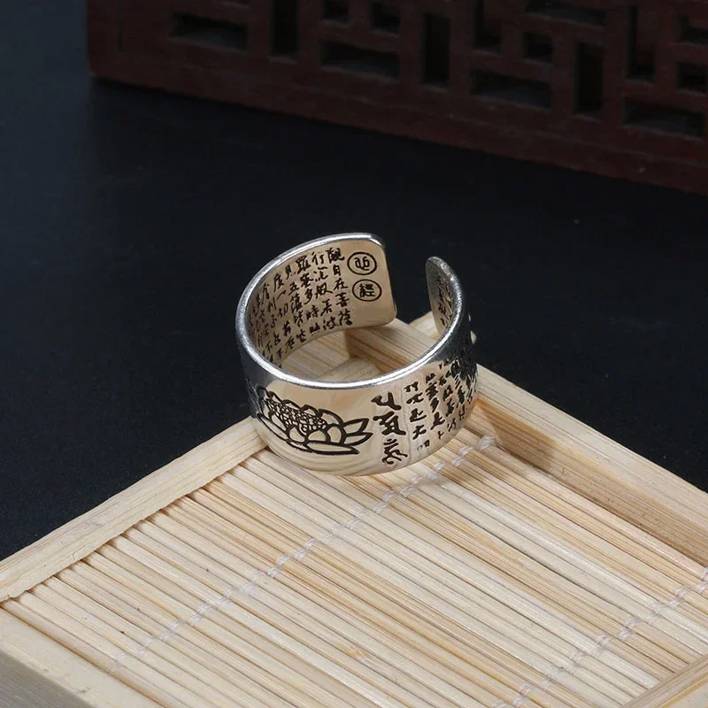 Bague bouddhiste en argent pour femme, prière tibétaine, cuivre, OM Mantra, 7 juifs, porte-bonheur
