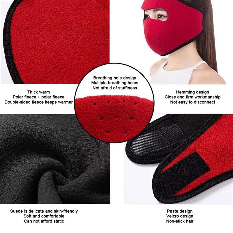Winter Warm Mask Heating Thickened Fleece Mask Earmuffs For Women Men Outdoor Windproof Dustproof Face Ear Protection Full Masks