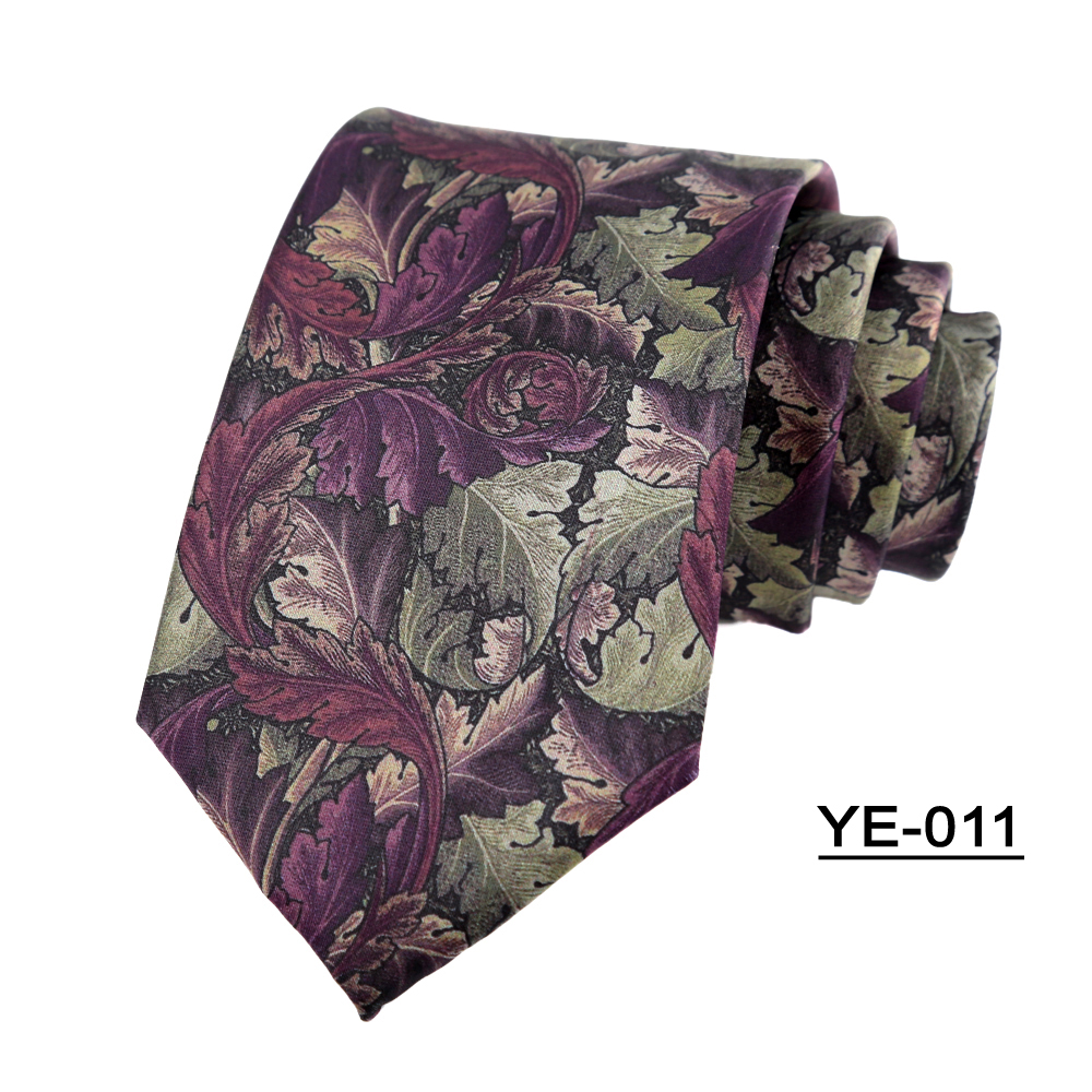Corbata para hombre de 8CM, patrones de estampado, corbatas clásicas para hombre, novio, tacto manual, poliéster, Floral, accesorios de boda de negocios: YELLOW