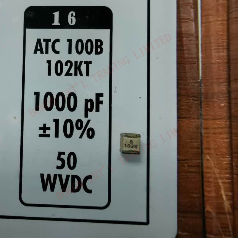Atc kondensatorer 100 b 102 k 1000pf ± 10 ％ 50 wvdc høj q kondensator
