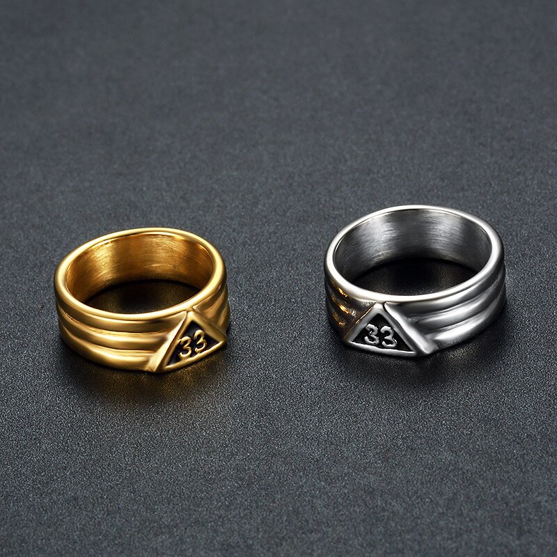 Anillo masónico clásico 33, joyería de acero inoxidable, masonería, anillo de motociclista Mason para hombre, MR0022