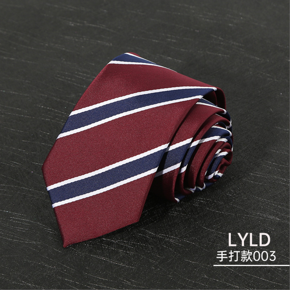7CM Polyester Ties For Men Business Striped Blue Brown Neck Tie College Young Girls Neckties Party Shirt Collar Accessory Cravat