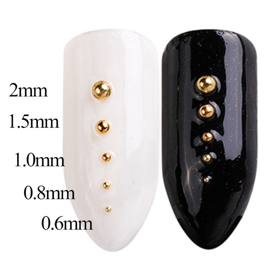 1 boîte de perles en acier Mini Caviar décoration d'ongle 0.6/0.8/1/1. 5/2mm point rond gris Rose or argent poussière Nail Art bricolage vernis à ongles CH031-1