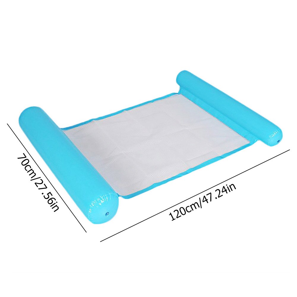 Summer Floating Water Hammock Recliner Foldable Inflatable Air Mattress PVC Swimming Pool Mats Beach Cushion Sleeping Bed: Type A Light Blue