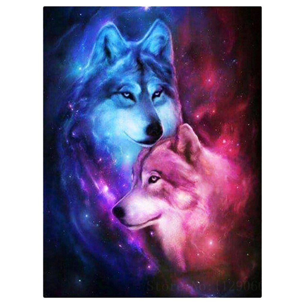 5D DIY Diamond Painting Diamond Painting Rhinestone Pictures Crafts Animal: Love Wolf