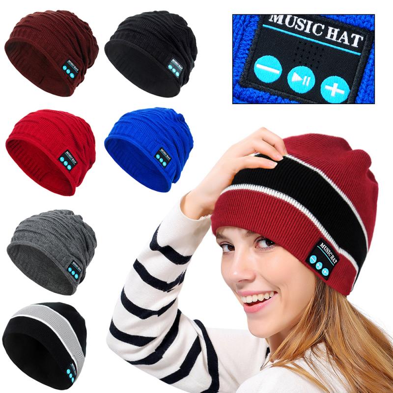 Chapeau intelligent Bluetooth V5.0, sans fil, bonnet tricoté, Plaid, casque, haut-parleur, micro, mains libres, musique