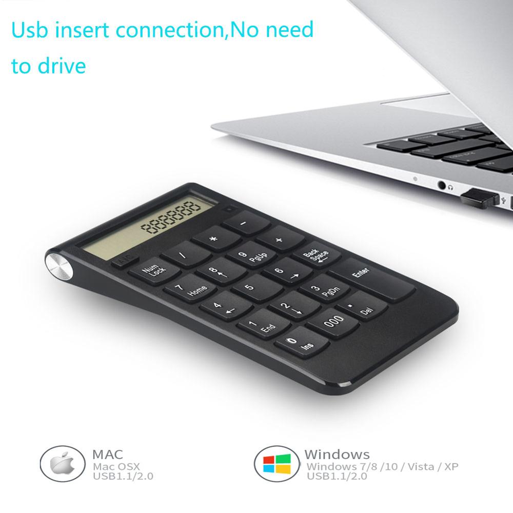 Wireless 2.4G Numeric Keypad USB Insert Connection Rechargeable Smart Keypad Financial Accounting Electric Calculator